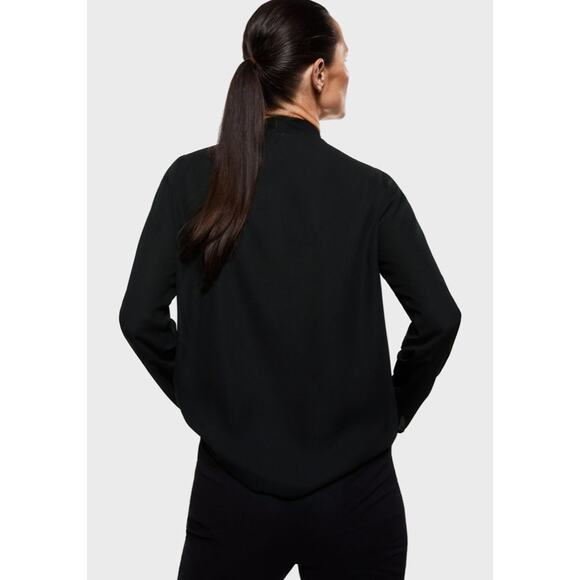 Mango MNG Black Tie Blouse Top Womens Small Size 4 Long Sleeve New - Picture 2 of 11